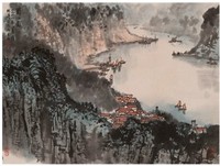 宋文治 1976年作 蜀江图 镜心